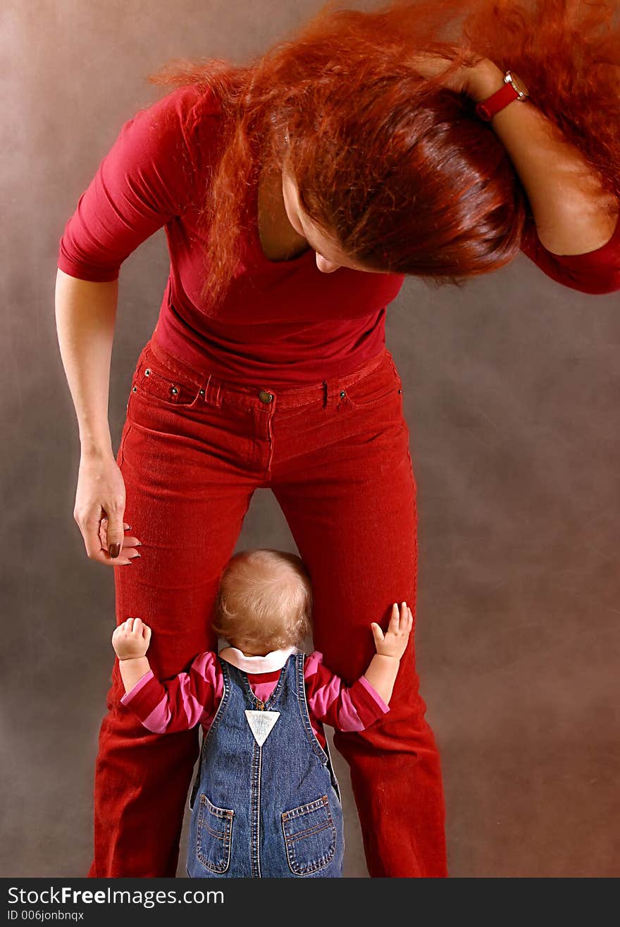 Mum and the daughter in studio. Mum and the daughter in studio