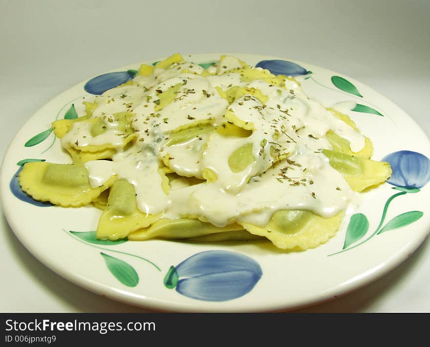 Fresh italian pasta called mezzelune