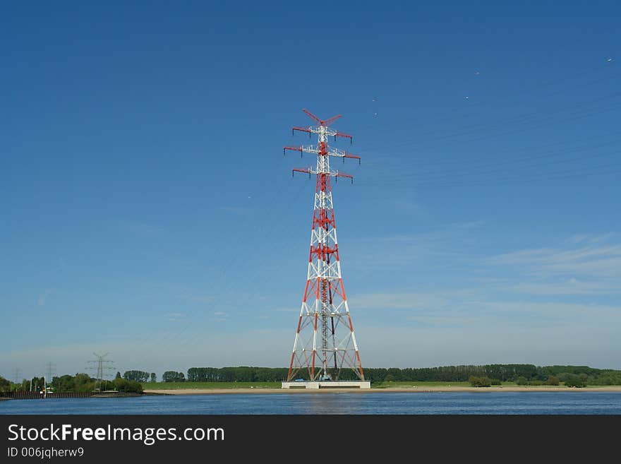 Power transfer mast at Elbe River, Germany