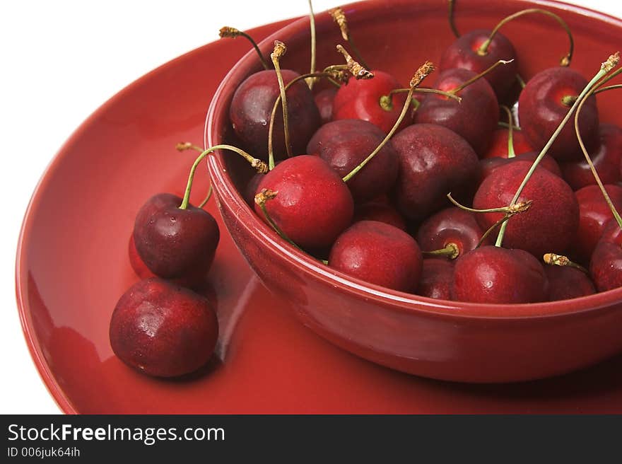 Cherries In Red Bowl