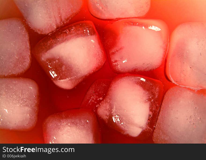 Ice cube in a red drink