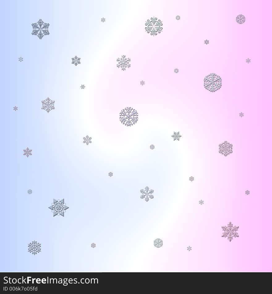 Pink and blue background faded with white with snowflakes. Pink and blue background faded with white with snowflakes.