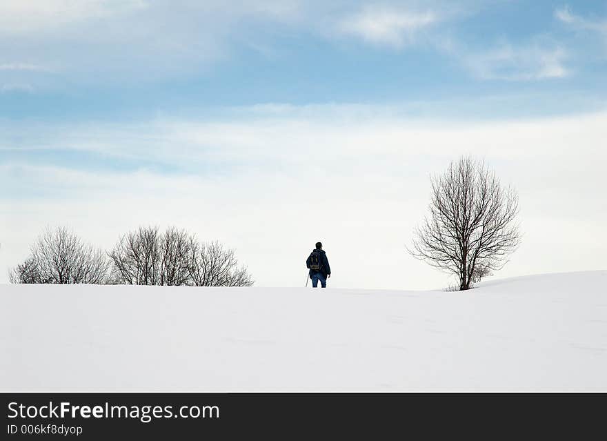 Snowshoe trekking  in the Jura mountains (France). Snowshoe trekking  in the Jura mountains (France)