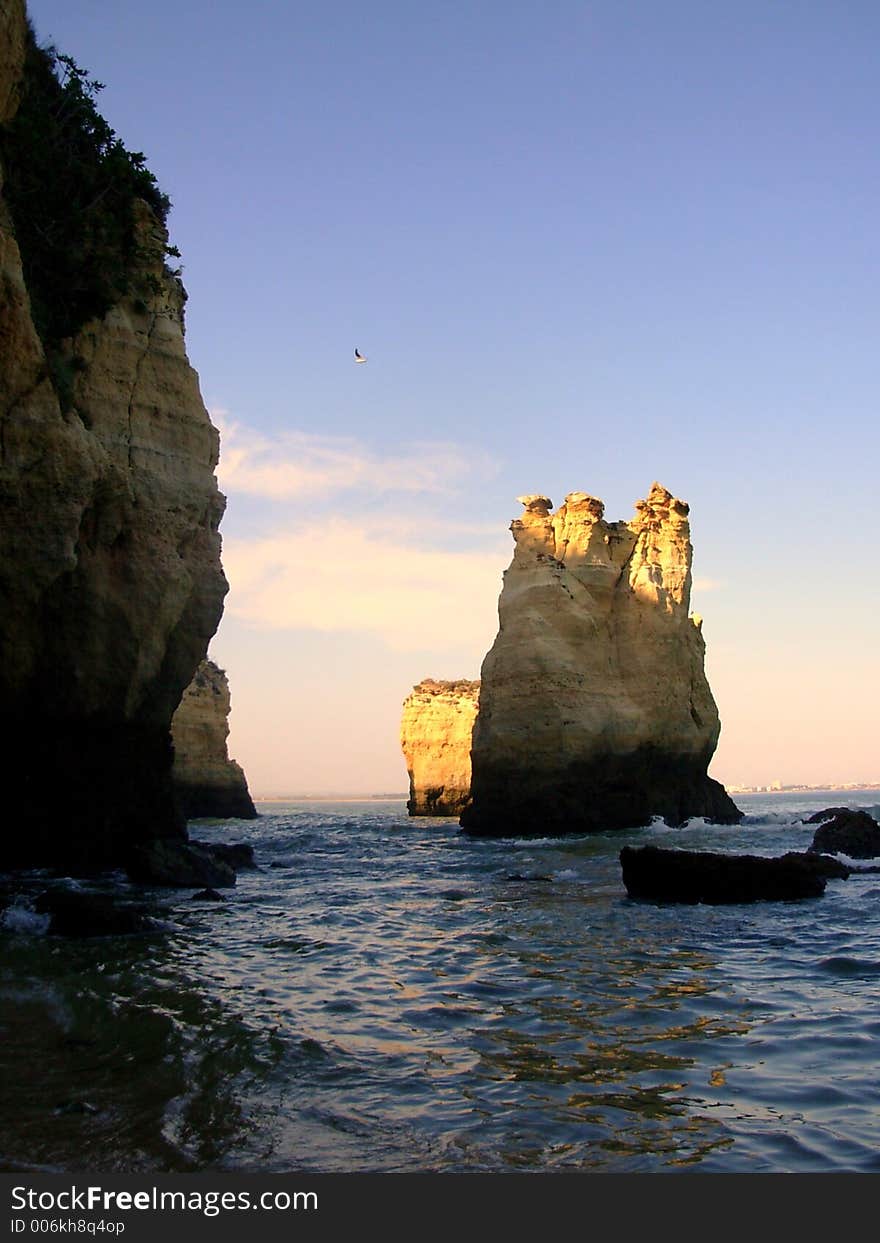 D.Ana Beach and sea in the city of Lakes (Lagos), Algarve, Portugal. D.Ana Beach and sea in the city of Lakes (Lagos), Algarve, Portugal.