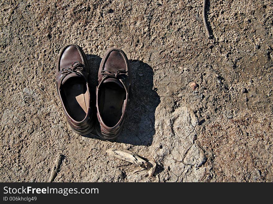 Shoes in desert