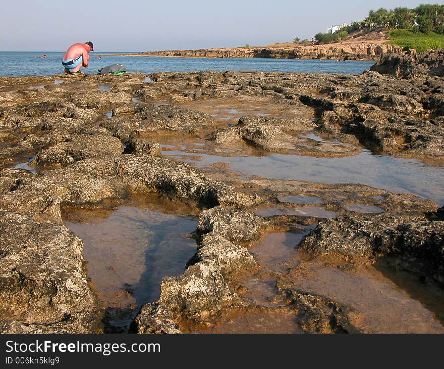 Seascape from a rocky beach in Cyprus