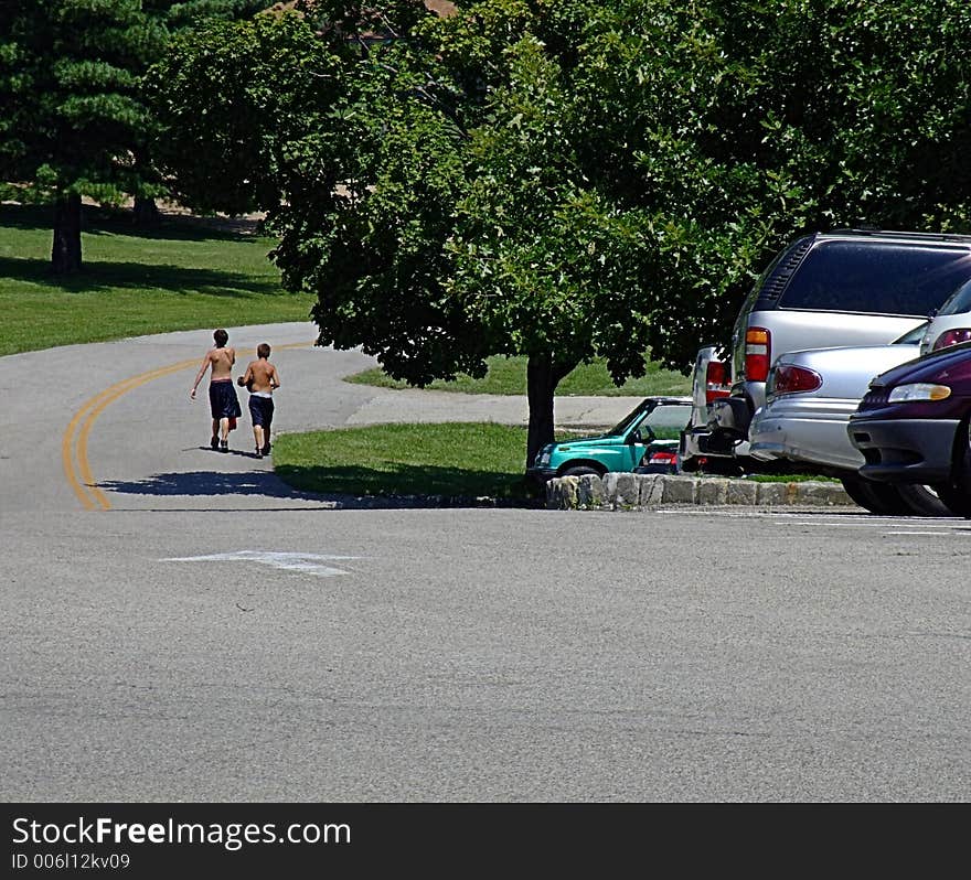 Two boys walking. Two boys walking