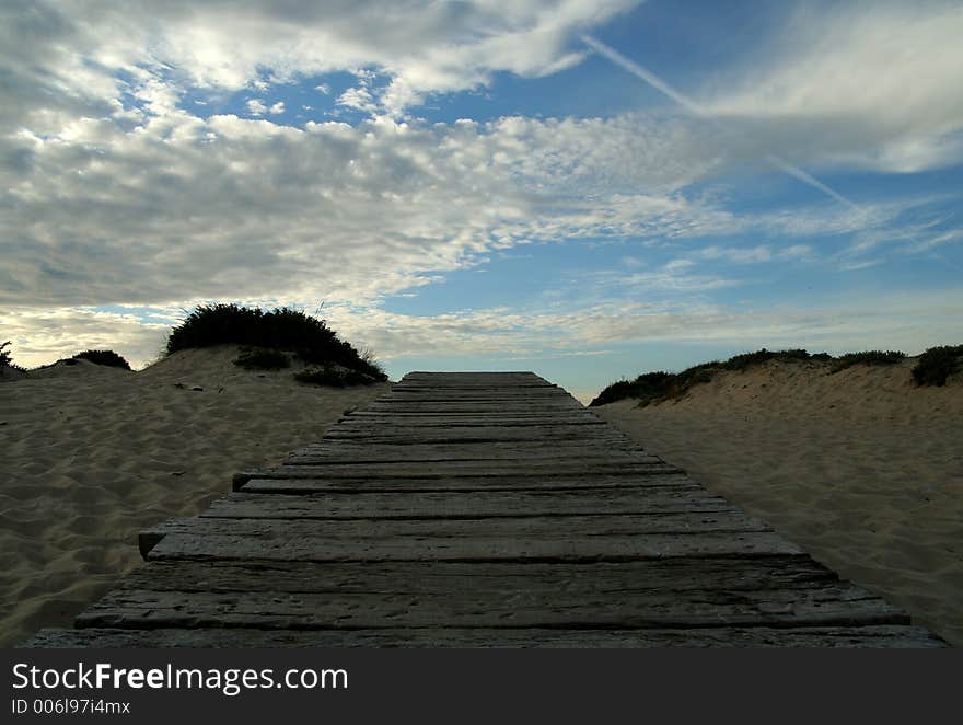 Path, sky, clouds