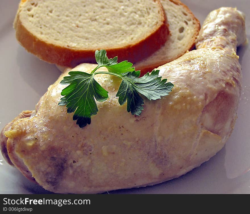 Small breakfast with poultry from bread. Small breakfast with poultry from bread