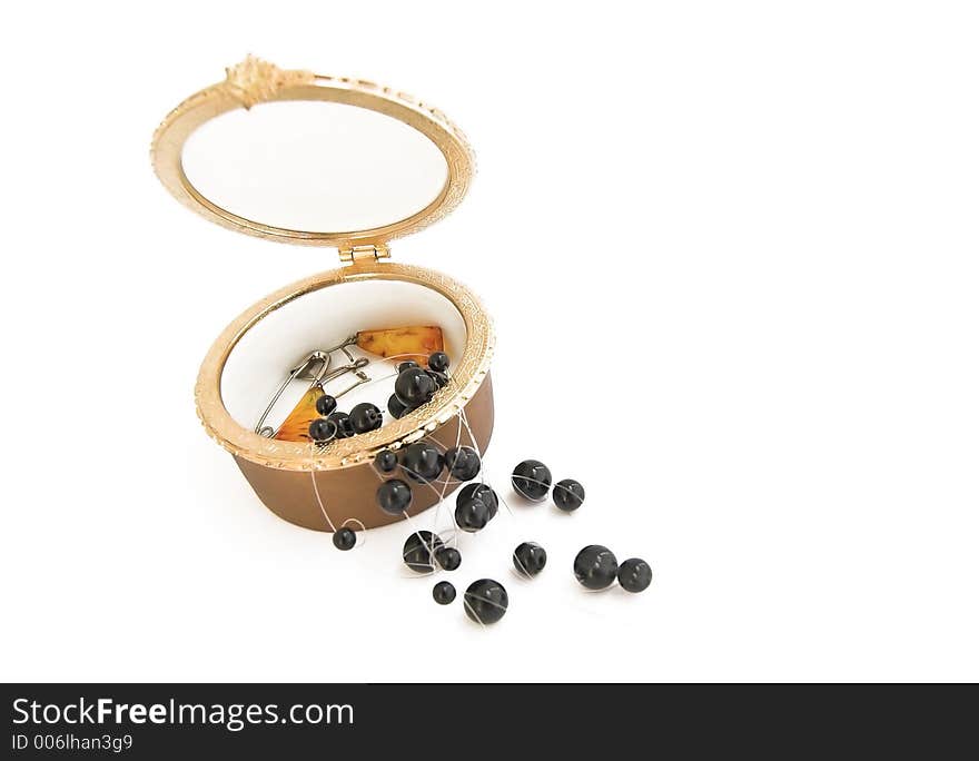 Woman's jewellery in antique jewellery box