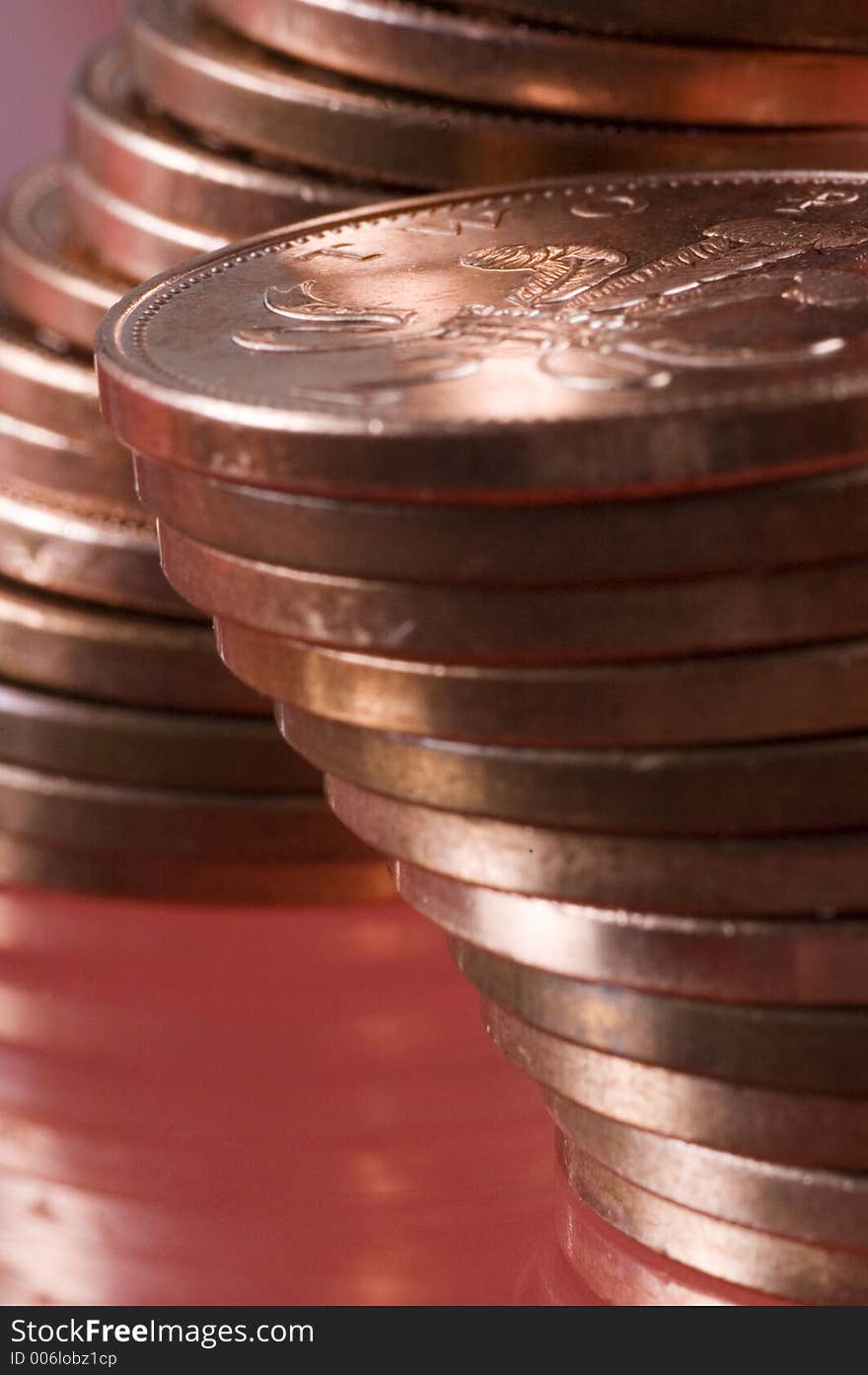 Stack of English coins