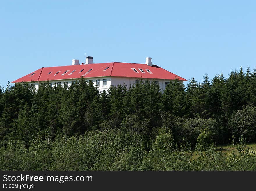 An old mansion set in a forrest, needing some upkeep