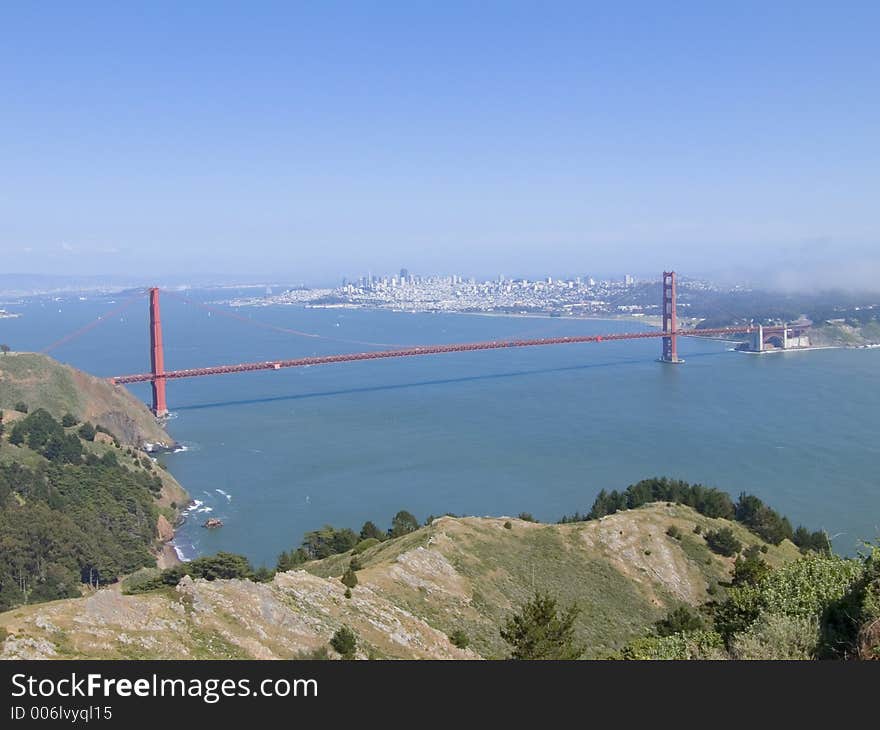 Marin Headlands looking out wide towards San Francisco. Marin Headlands looking out wide towards San Francisco