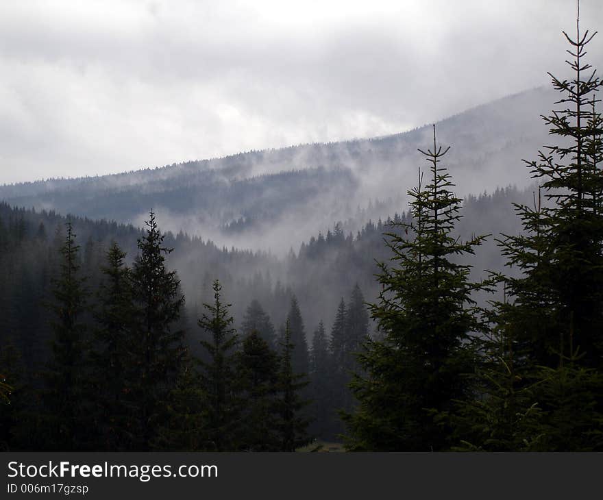 Smoke among mountains