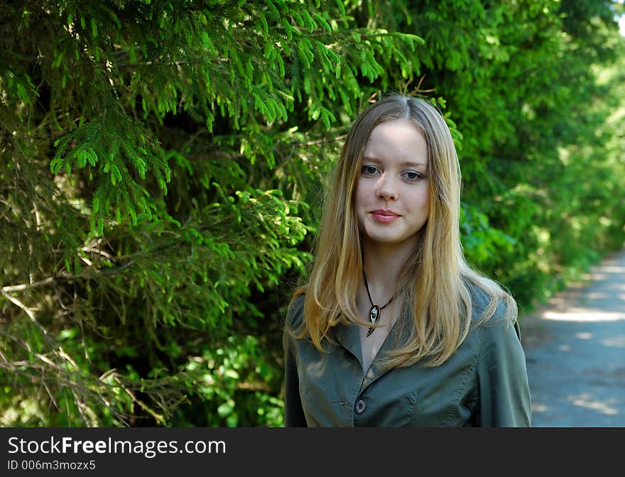 Relaxing girl  in park