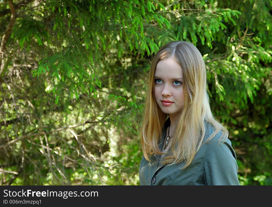 Relaxing girl  in park