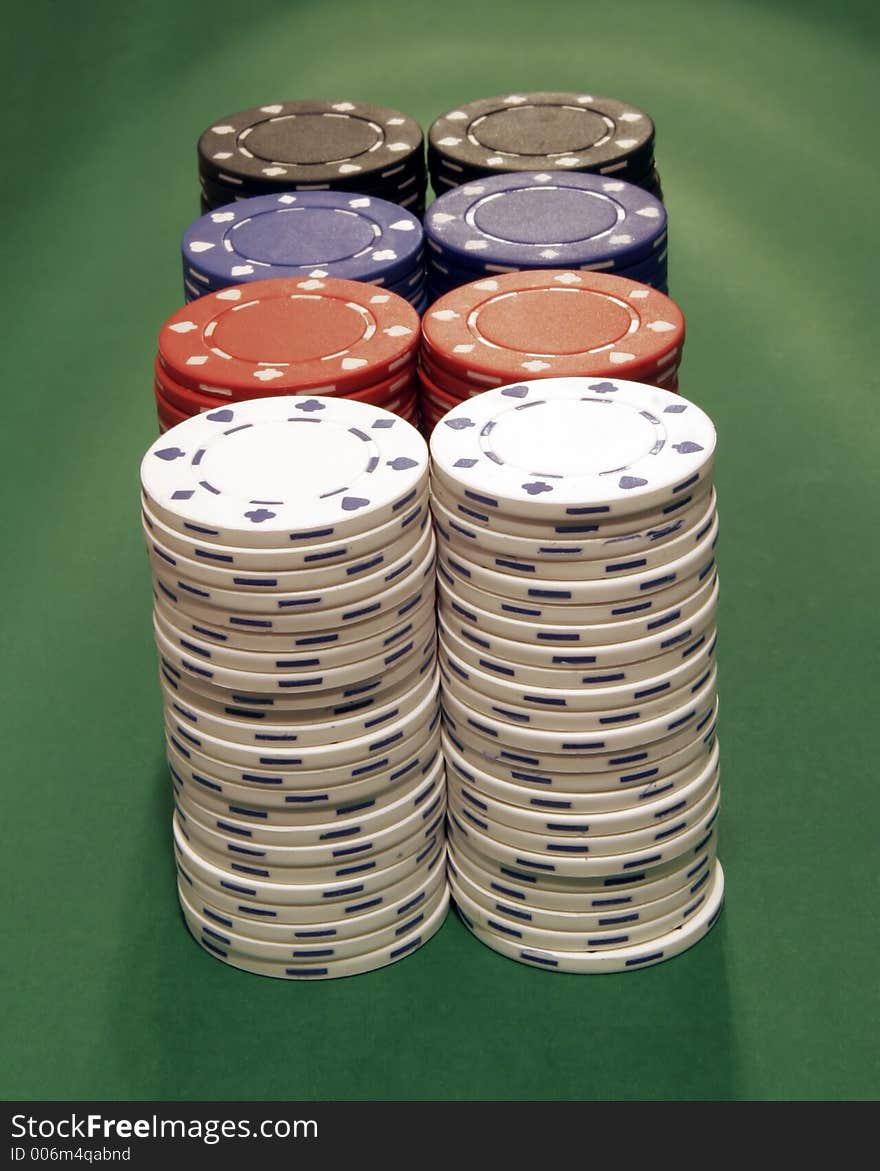 Casino Chips, Two Rows, Eight Stacks