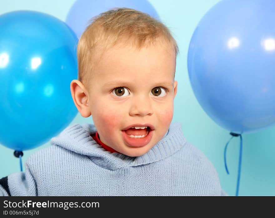 Young kid playing in studio. Young kid playing in studio