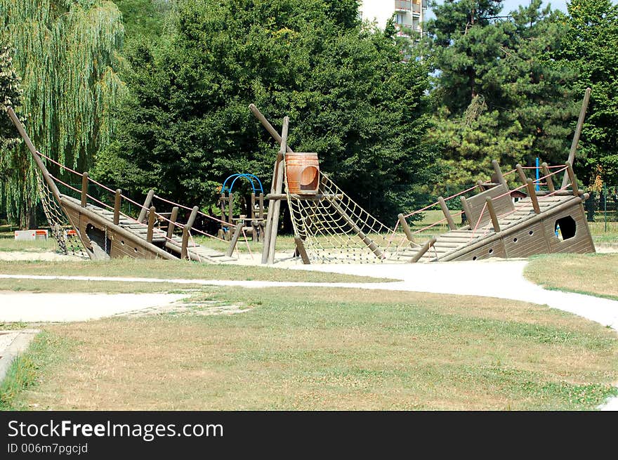 Sunken ship at playground