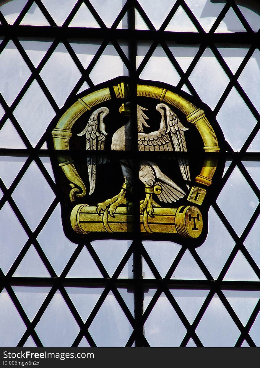 Stained glass insigniaof eagle