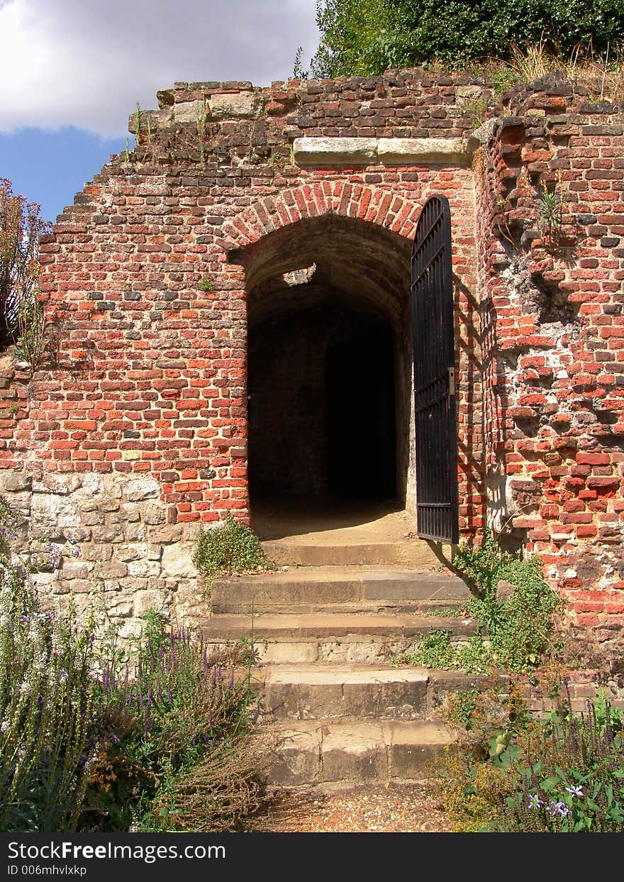 Old gateway in palace gardens