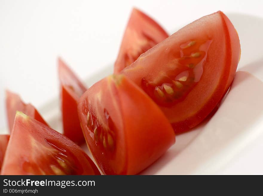 Tomato slices close up. Tomato slices close up