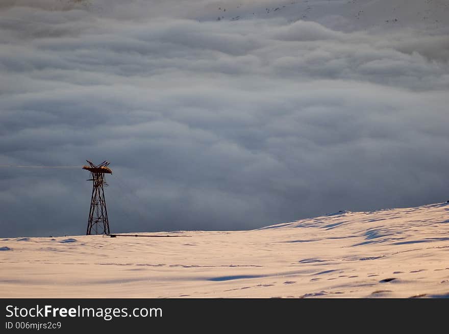 Sustaining pillars for cable car in Romanian Carpatians - Bucegi. Sustaining pillars for cable car in Romanian Carpatians - Bucegi