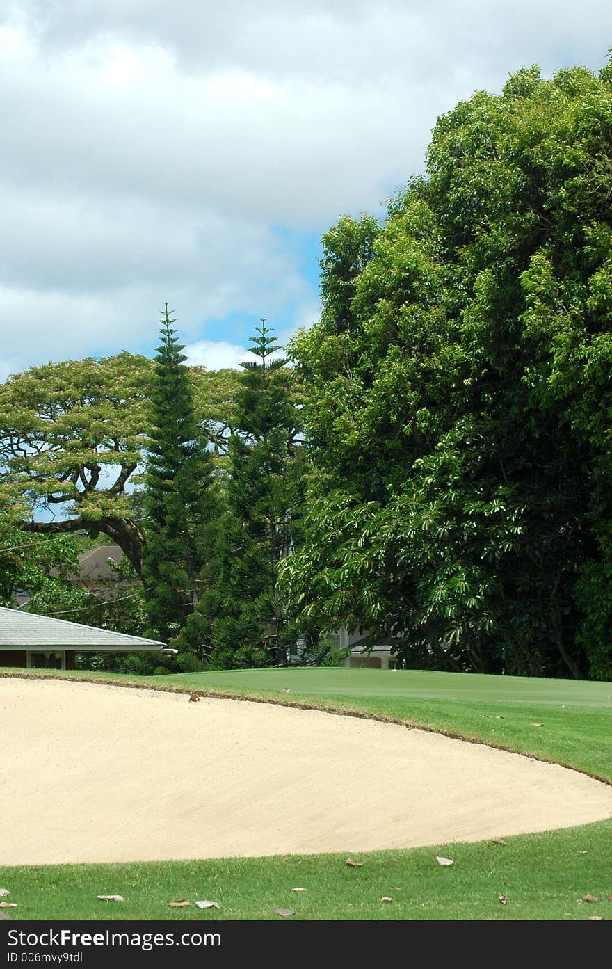 A sand trap at a Hawaiian golf course