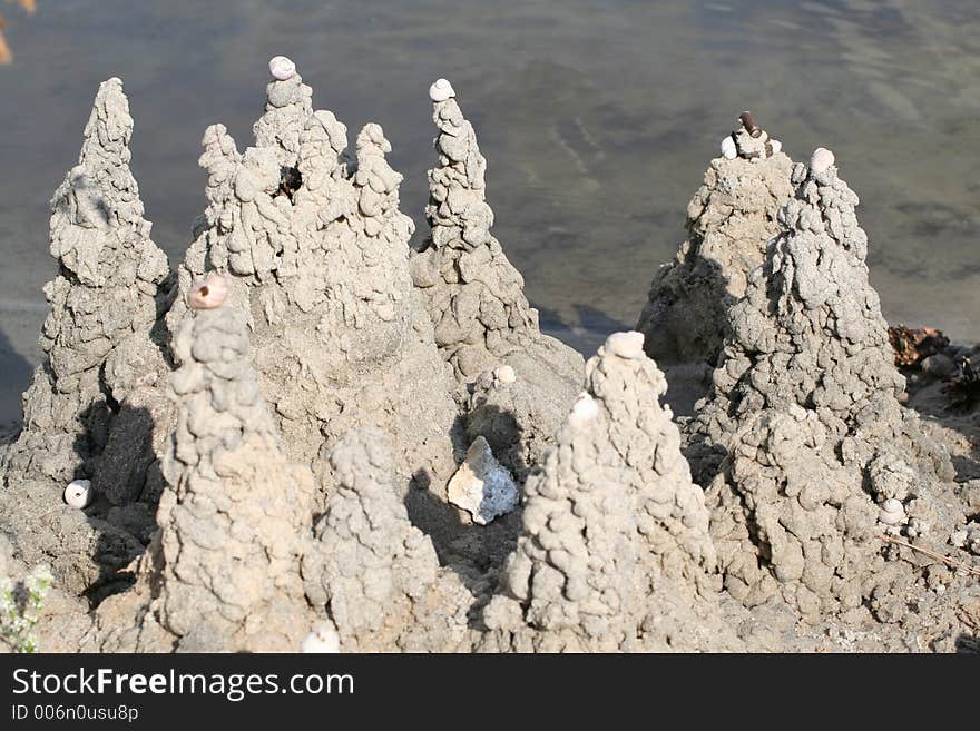 Sand castle on the river. Sand castle on the river