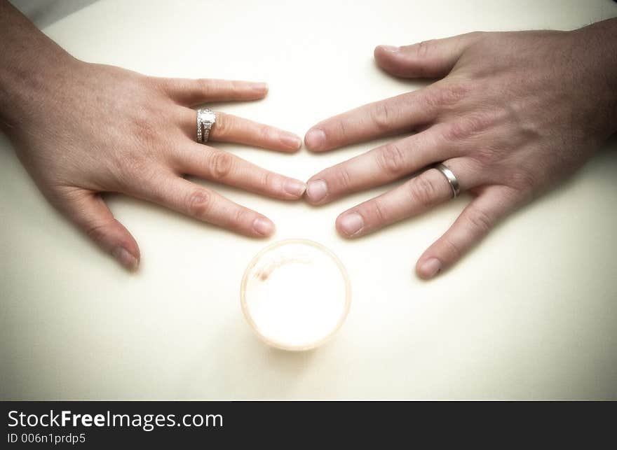 Groom and bride exchange rings