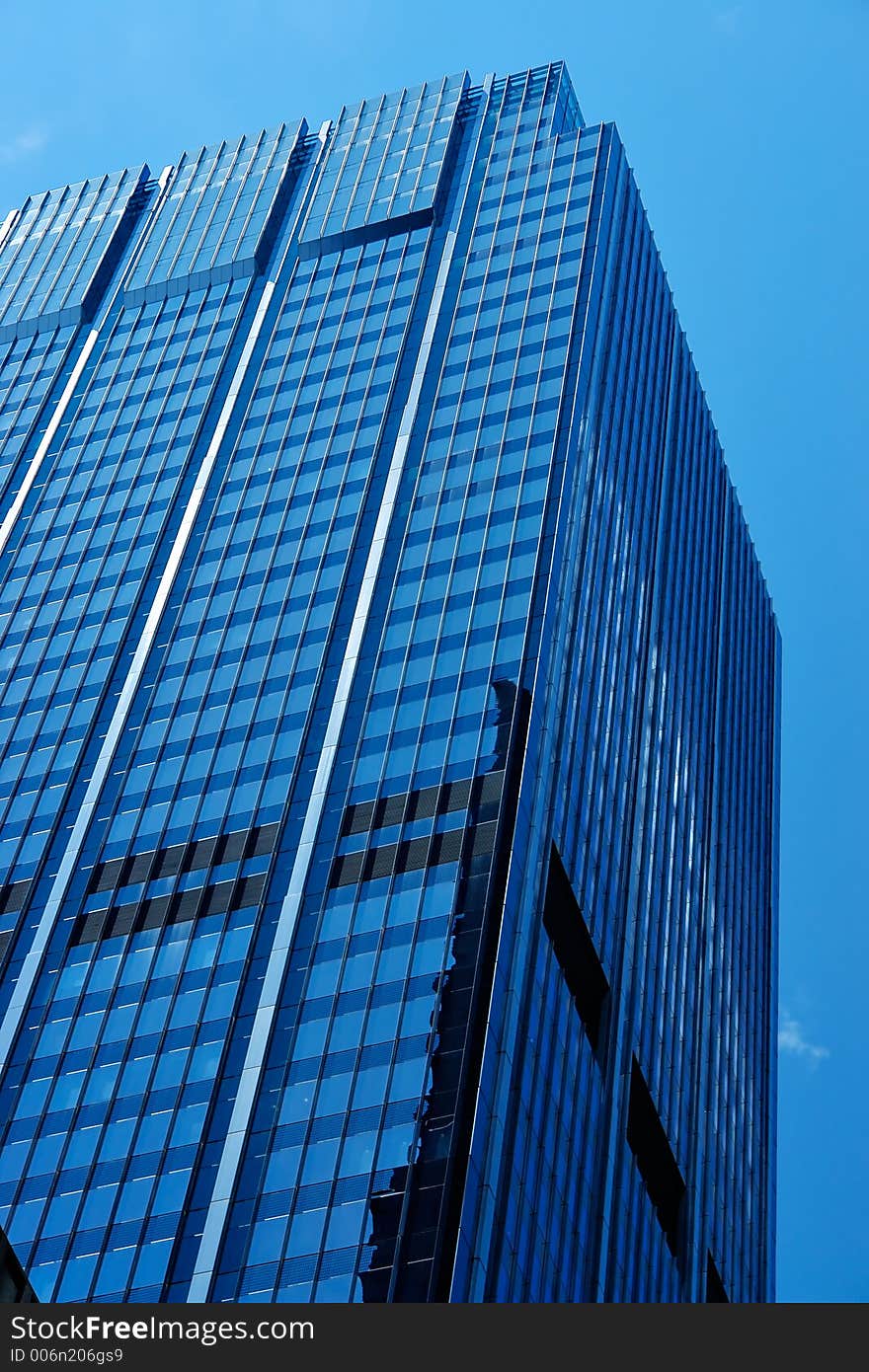 The top of a highrise building in downtown