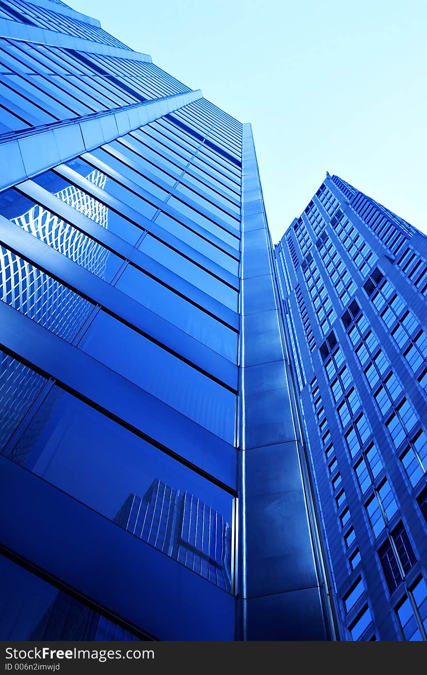 High rise building in downtown from below. High rise building in downtown from below