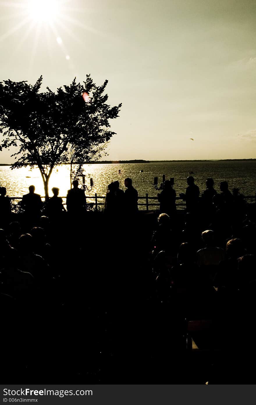 Sunset watching at a wedding