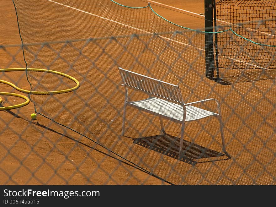 Tennis court in the sun