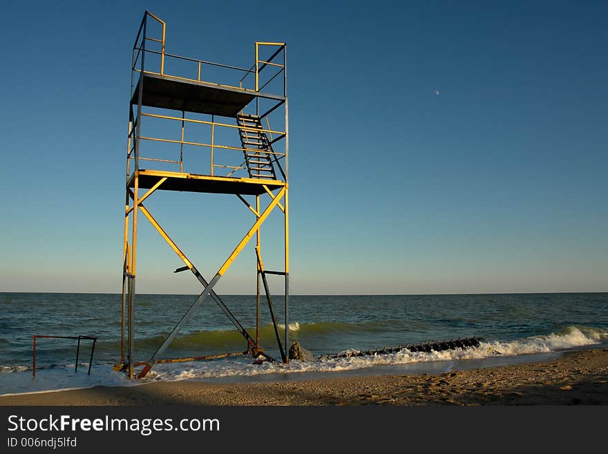 Observation tower on the beach.