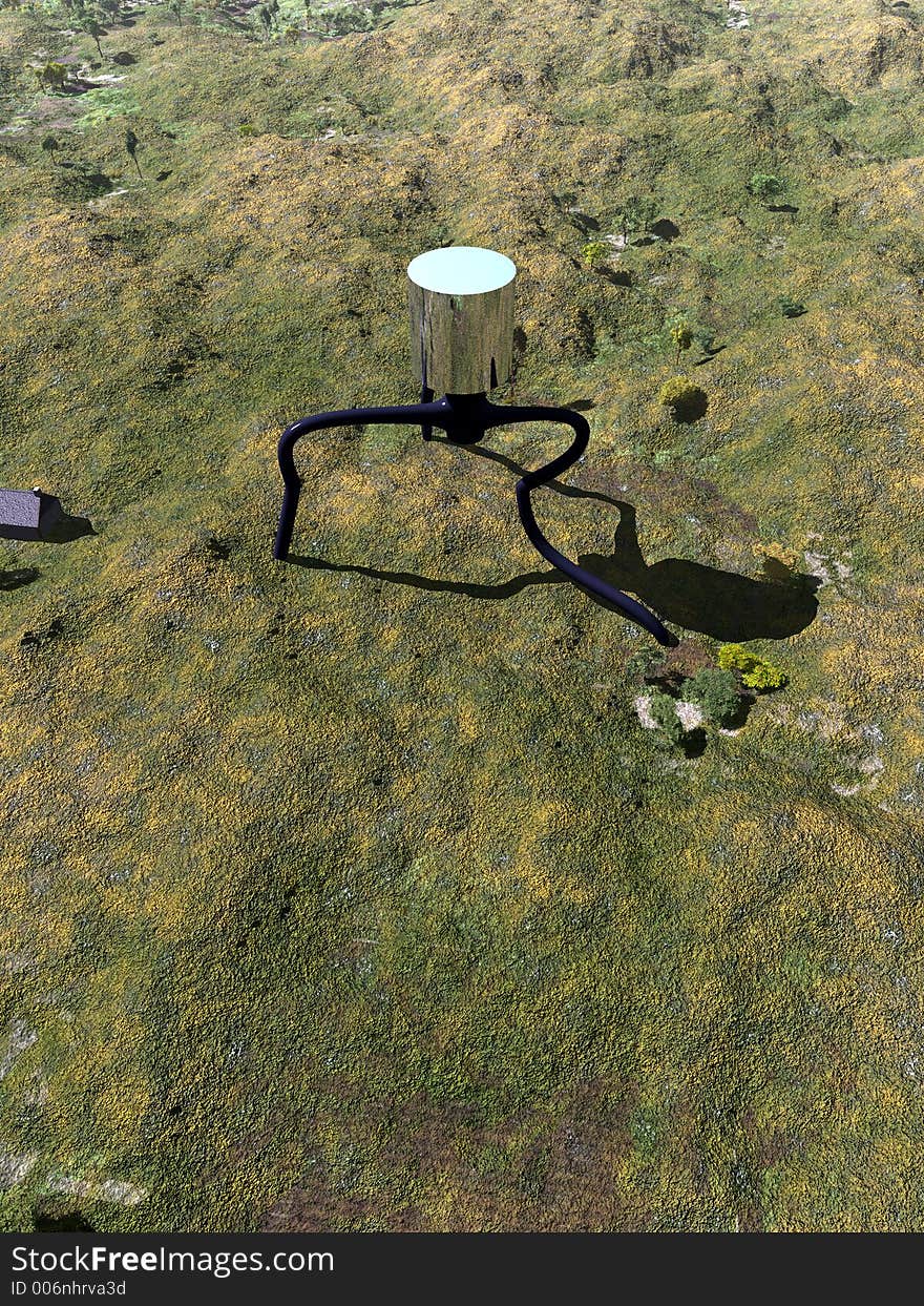 An alien tripod invading human countryside. An alien tripod invading human countryside.