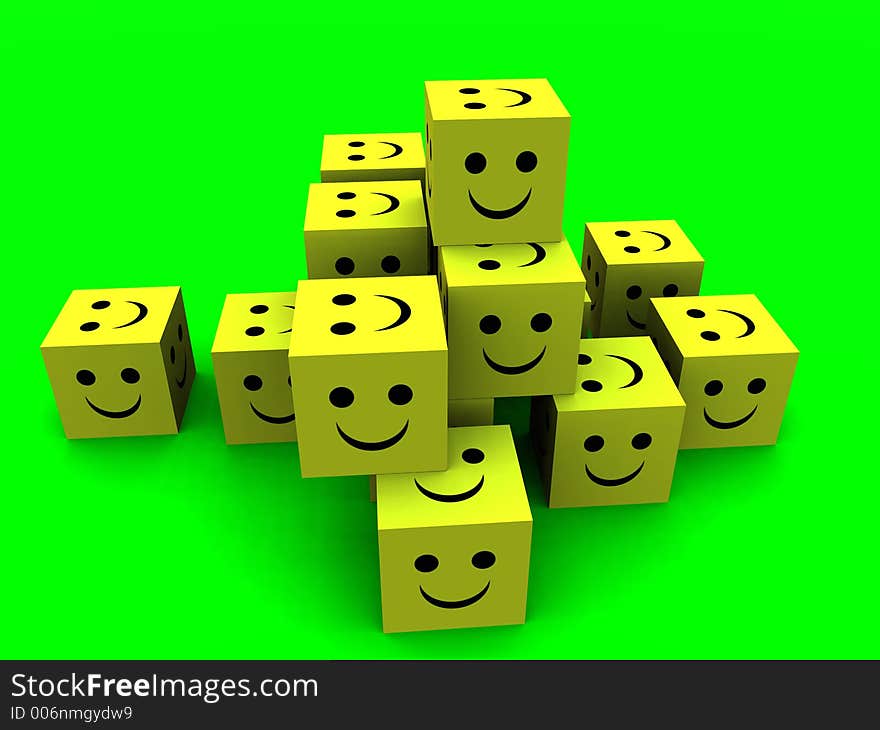 These are some happy cubes.