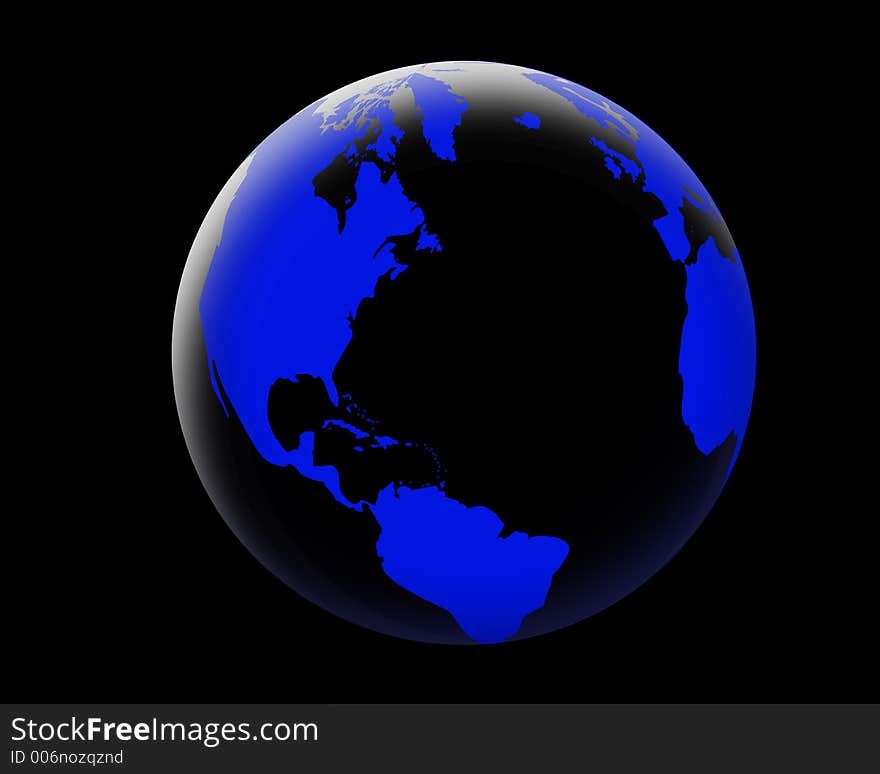 Computer generated Shiny globe on black background