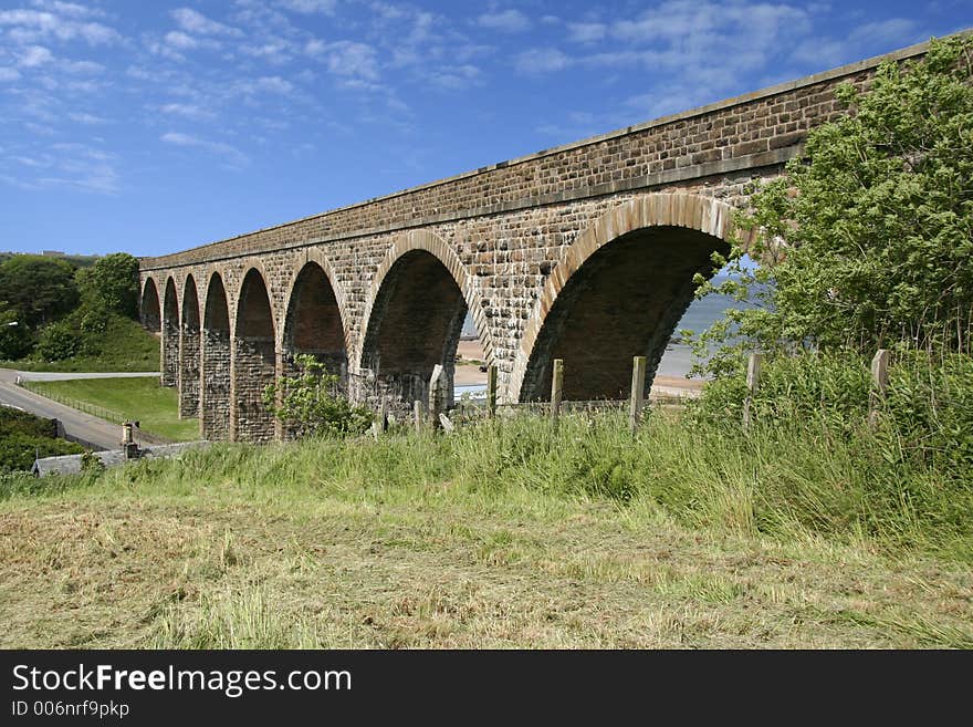 Former railway viaduct with arches at Cullen Bay, Aberdeenshire. Former railway viaduct with arches at Cullen Bay, Aberdeenshire