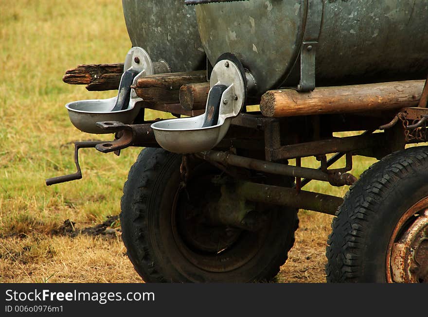 A closeup of a cattle watering tank. A closeup of a cattle watering tank.