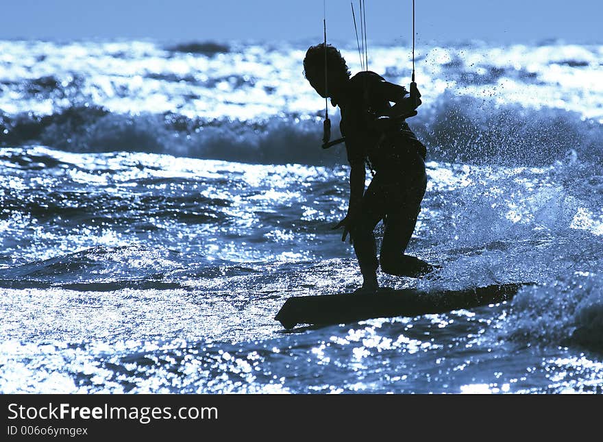 Kite boarder in action. Kite boarder in action