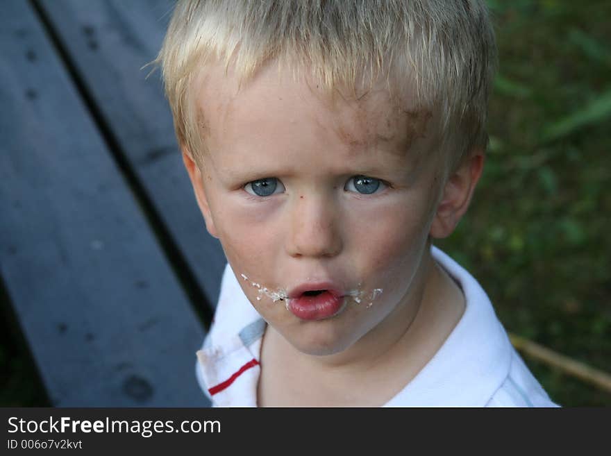 Lukas after tasting ice cream. Lukas after tasting ice cream