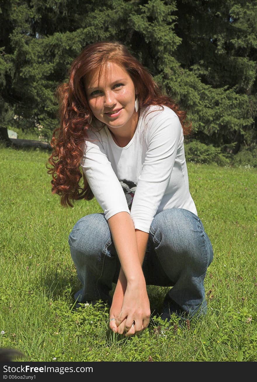 Beautiful girl in summer day