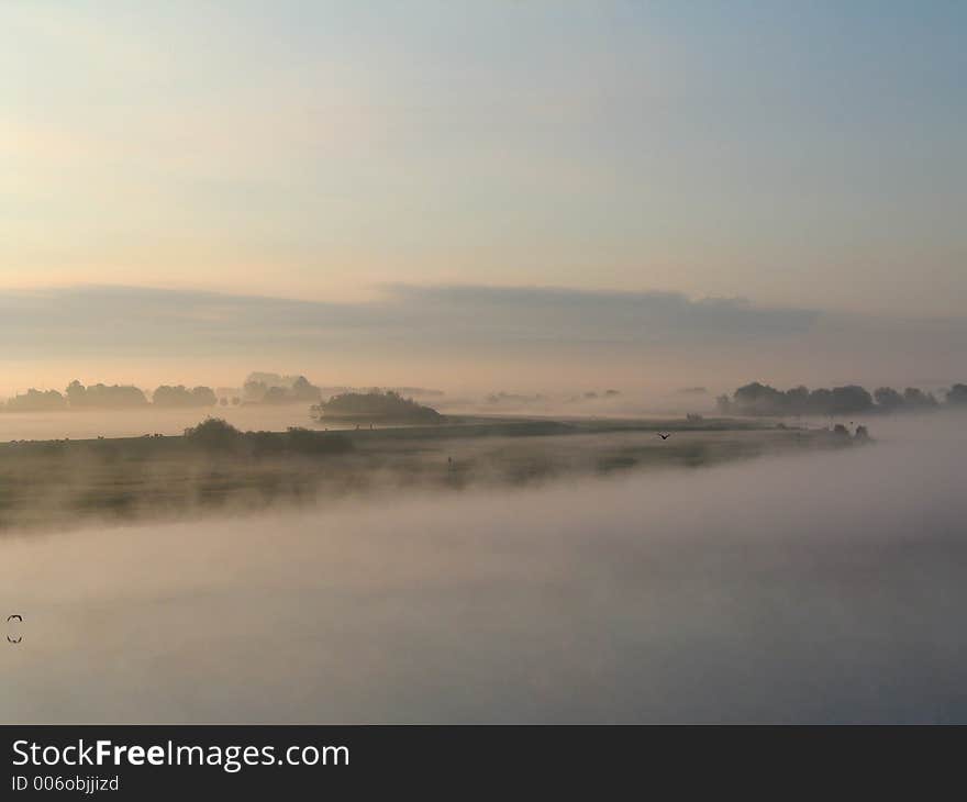 Sunrise at the river. Sunrise at the river