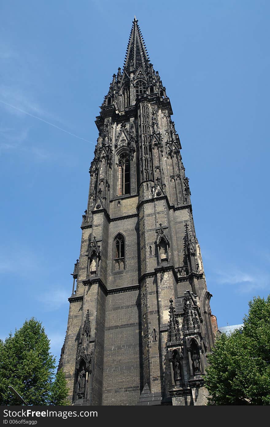 Ruin of St. Nikolai church in Hamburg, Germany