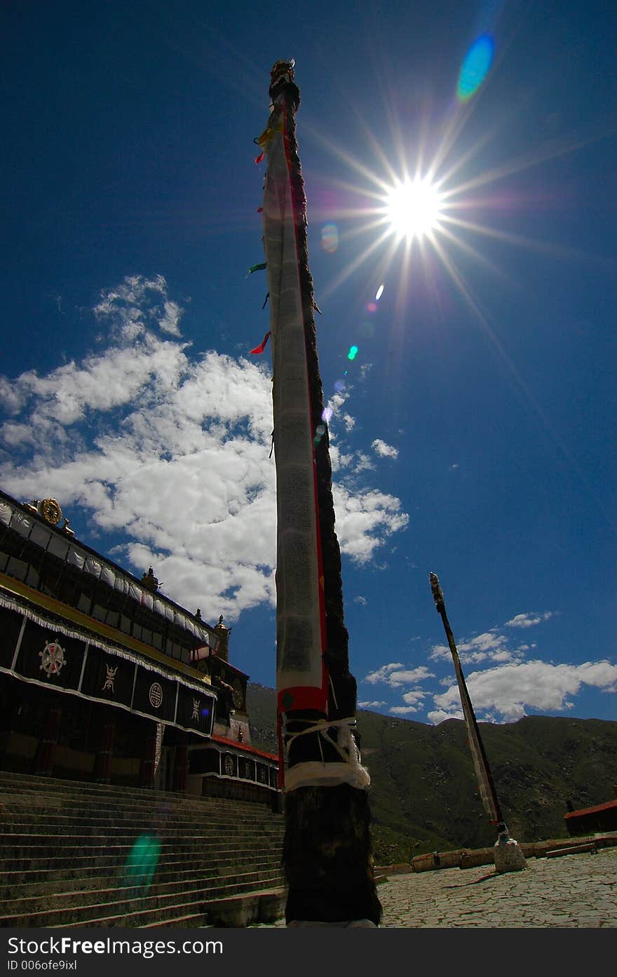 Prayer Poles at Drepung Monastery, Tibet