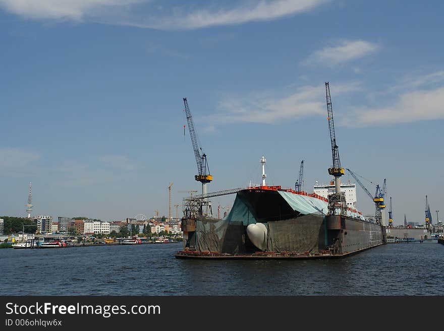 Floating dock in Hamburg harbor, Germany