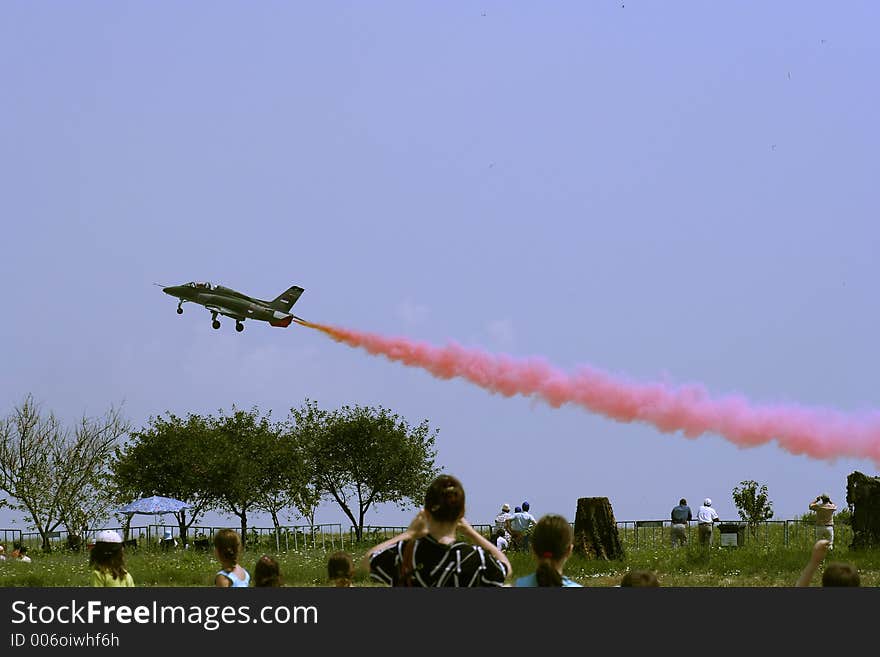 Jet aircraft during take-off at an air show