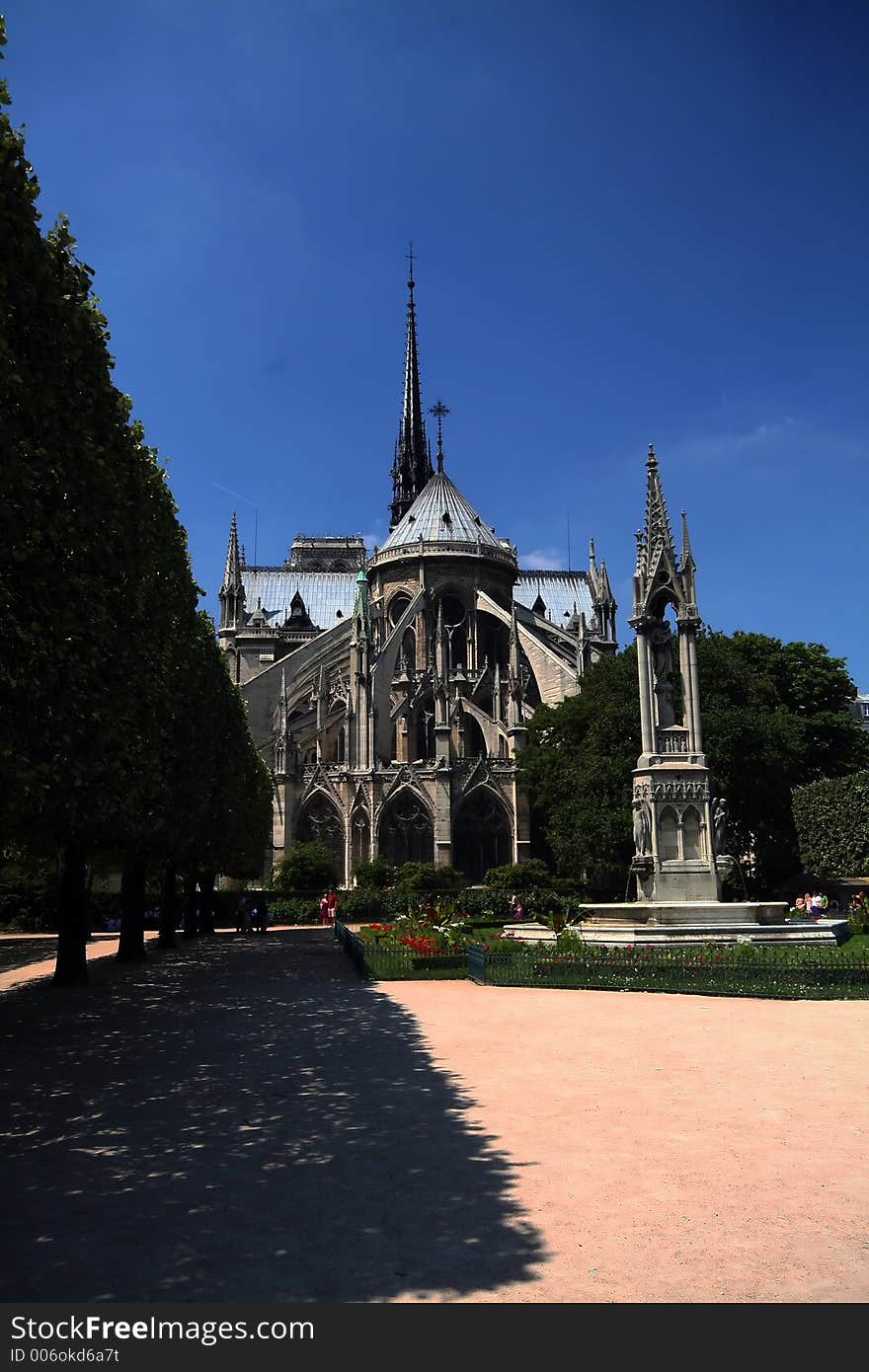 Back of Notre Dame cathedral, Paris, France