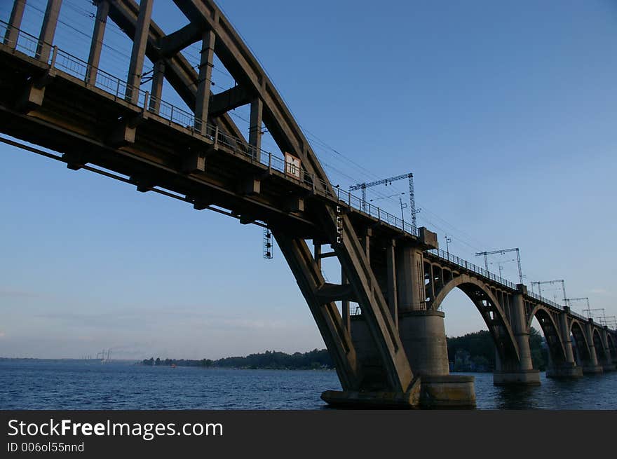 Railway bridge through river Dnepr. Railway bridge through river Dnepr